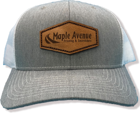 Full Color Woven Patch on black mesh hat